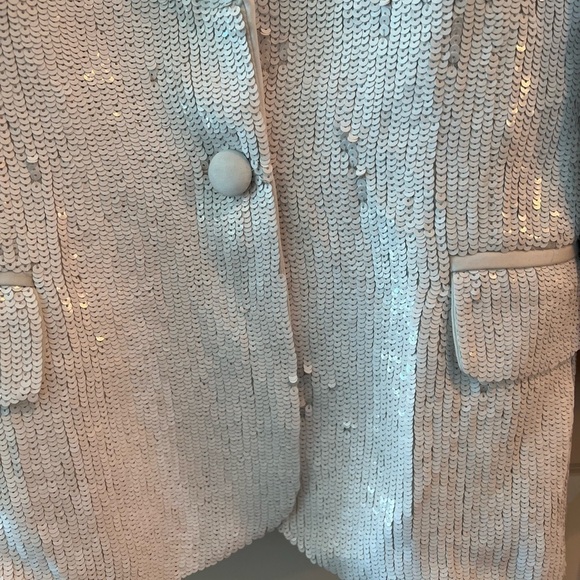 L’AGENCE White And Navy Sequin Blazer - Picture 8 of 16